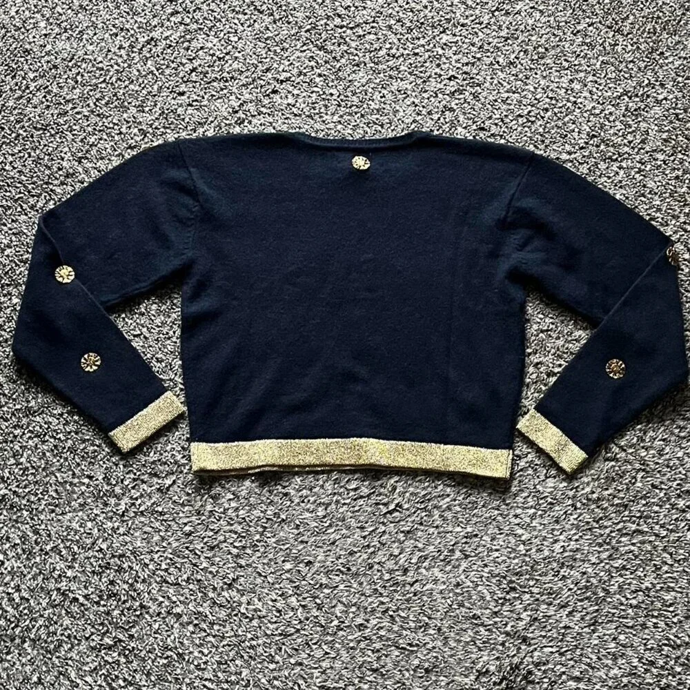 Adrienne Vittadini Angora Wool Sweater Womens Large Black w/Glitter Sun Pendant - Picture 4 of 7